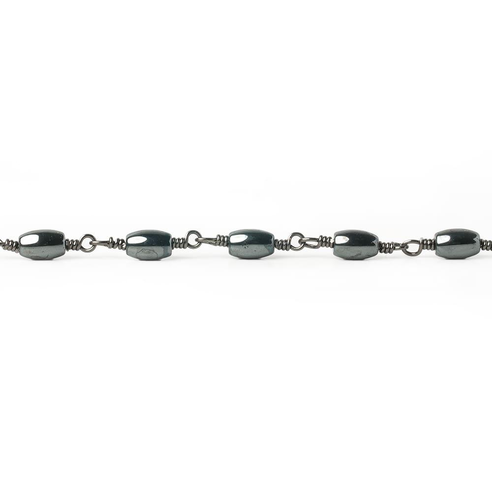 5x3mm Hematite Plain Rice Black Gold Chain by the foot 27 pieces - The Bead Traders