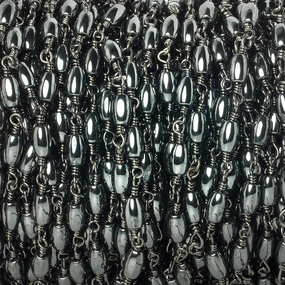 5x3mm Hematite Plain Rice Black Gold Chain by the foot 27 pieces - The Bead Traders