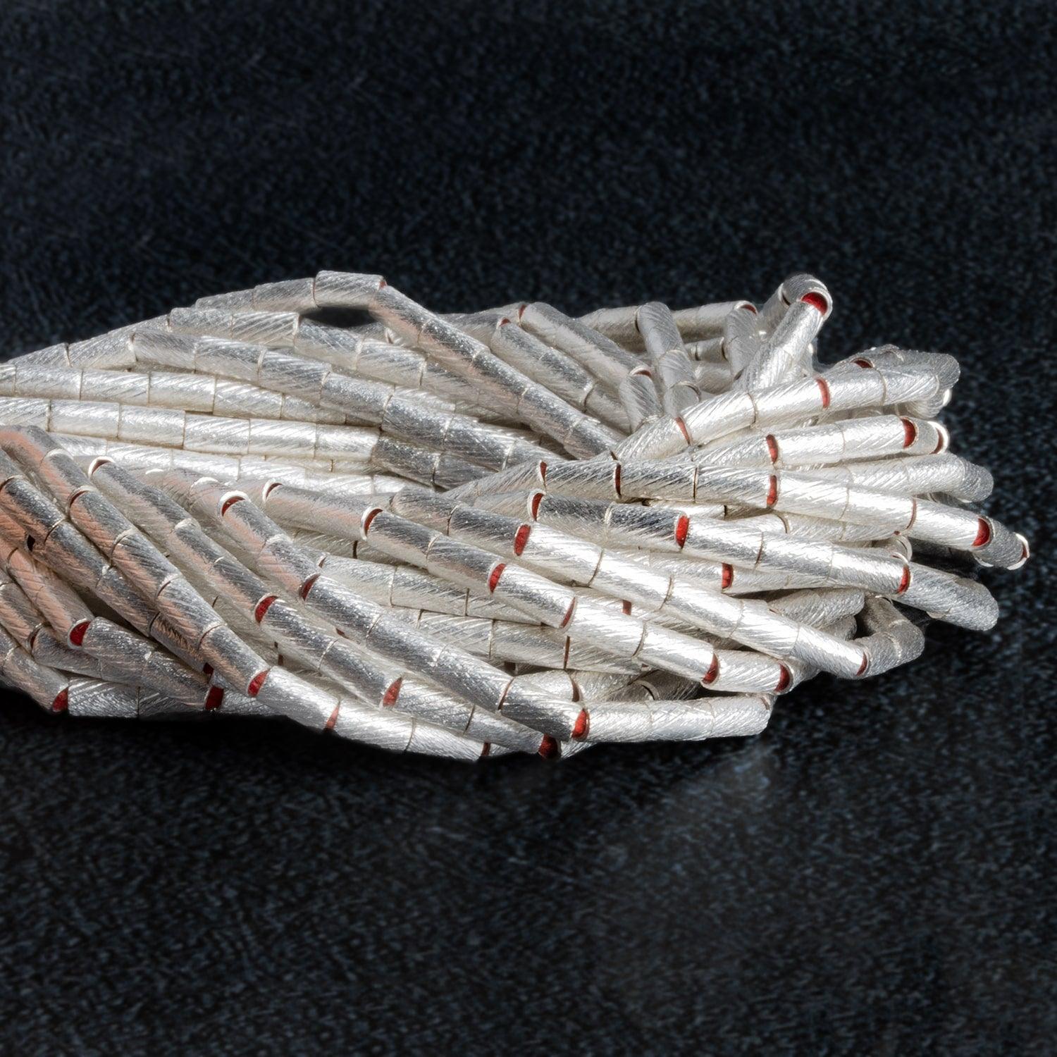 5x3mm Silver Plated Copper Tubes 8 inch 37 beads - The Bead Traders