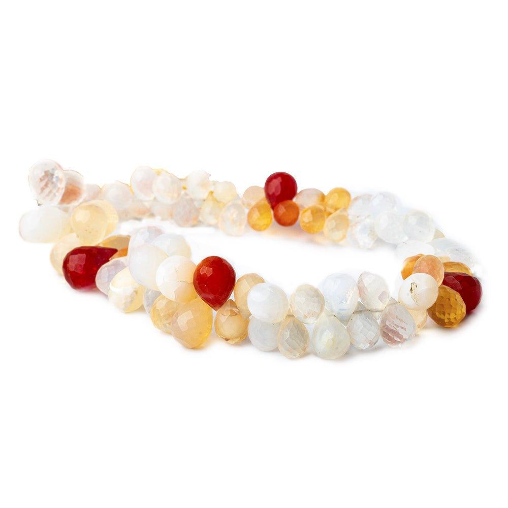 5x4-10x7.5mm Mexican Multi Color Fire Opal Top Drilled Tear Drops 7.75 inch 74 beads - The Bead Traders