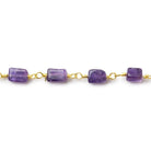 5x4-6x4mm Amethyst plain rectangle Gold plated Chain by the foot 24 beads - The Bead Traders