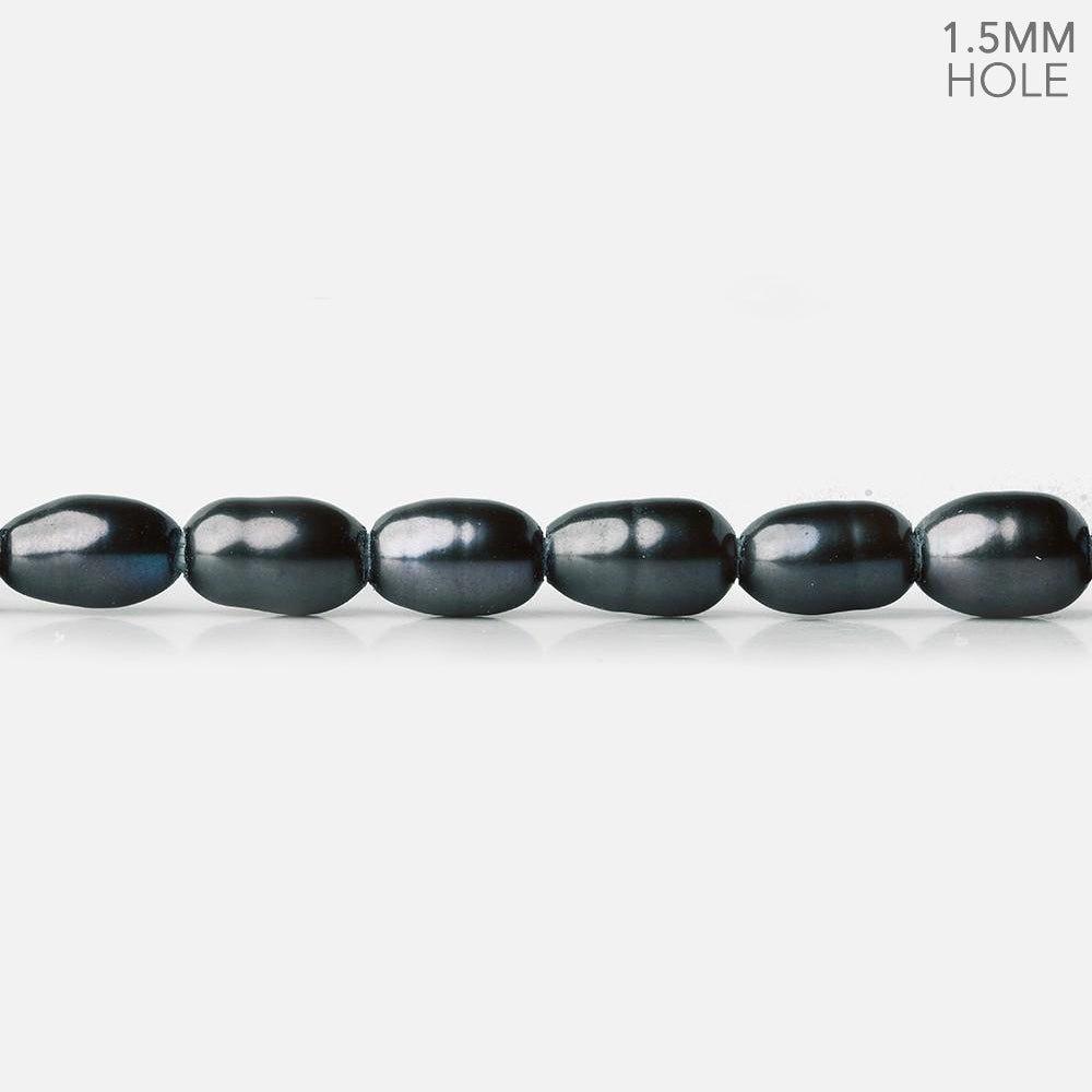 5x4-6x4mm Peacock Blue Large Hole Oval Freshwater Pearls 1.5mm drill hole 15 inch 64 pcs - The Bead Traders