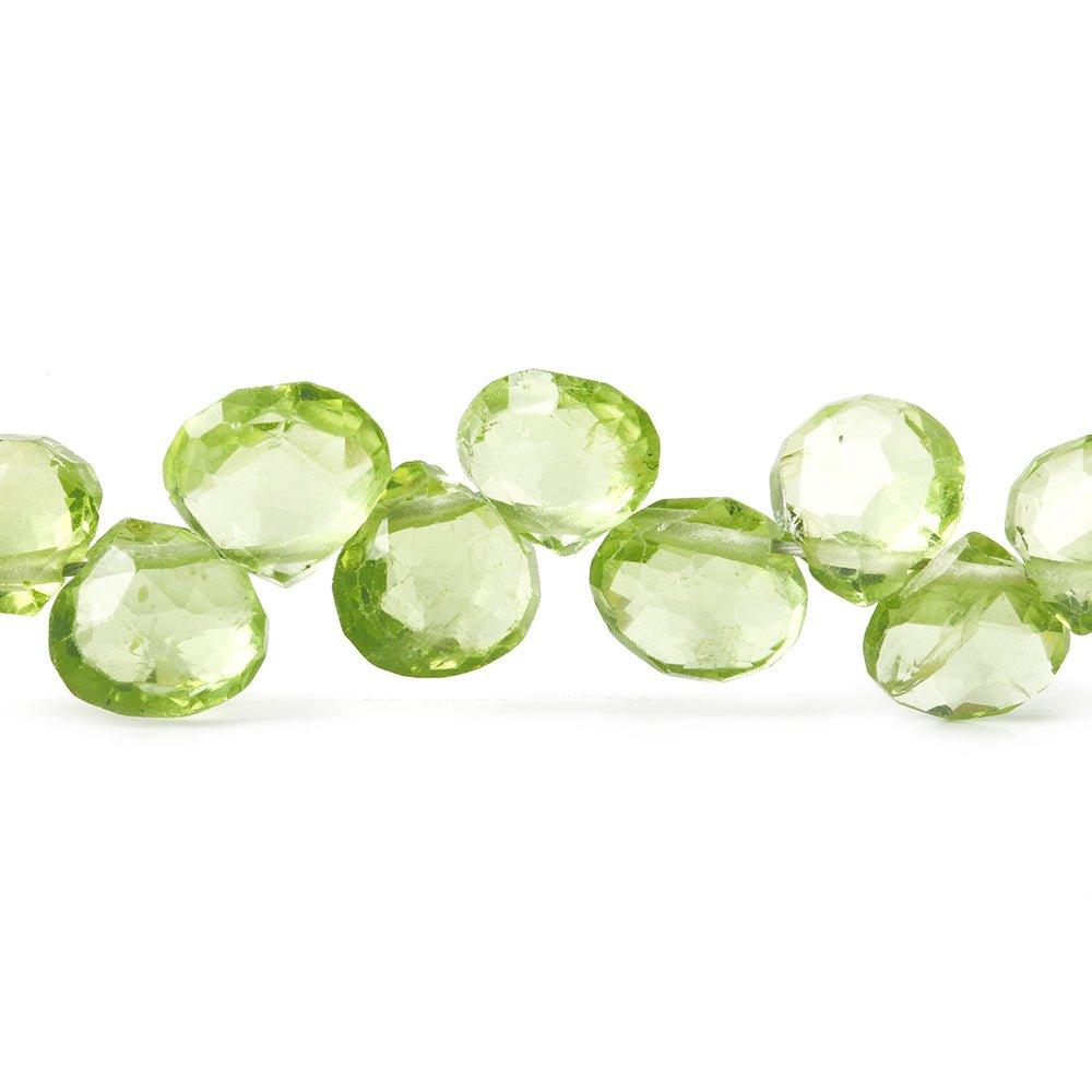 5x4-6x5mm Peridot faceted heart briolette beads 8 inc 56 pieces - The Bead Traders
