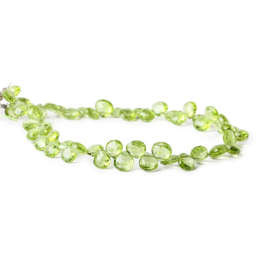 5x4-6x5mm Peridot faceted heart briolette beads 8 inc 56 pieces - The Bead Traders