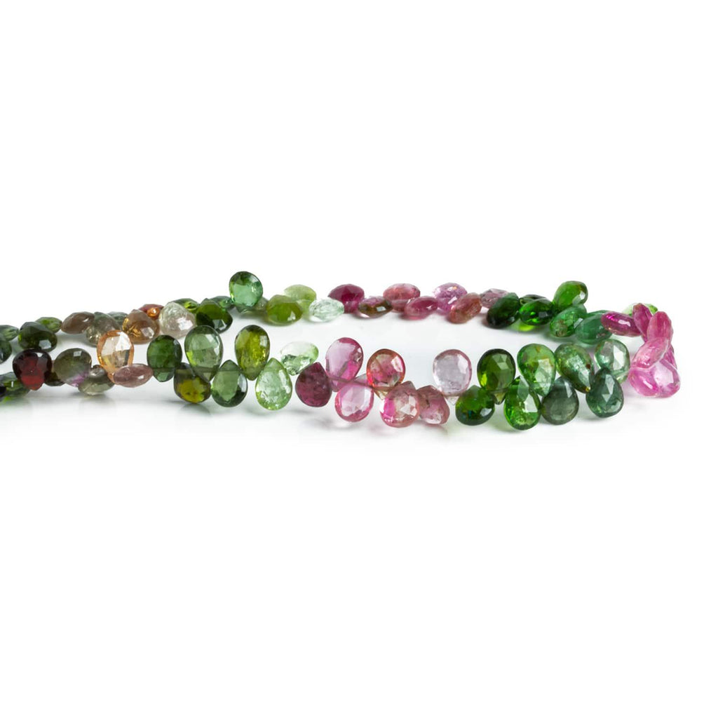 5x4mm Multi Color Tourmaline Faceted Pears 8 inch 73 beads - The Bead Traders