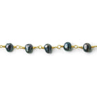 5x4mm Peacock Baroque Freshwater Pearl Gold plated Chain by the foot 28 pieces - The Bead Traders