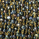 5x4mm Peacock Baroque Freshwater Pearl Gold plated Chain by the foot 28 pieces - The Bead Traders