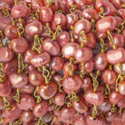 5x4mm Salmon Pink Baroque Freshwater Pearl Gold plated Chain by the foot 31 pieces - The Bead Traders