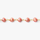 5x4mm Salmon Pink Baroque Freshwater Pearl Gold plated Chain by the foot 31 pieces - The Bead Traders