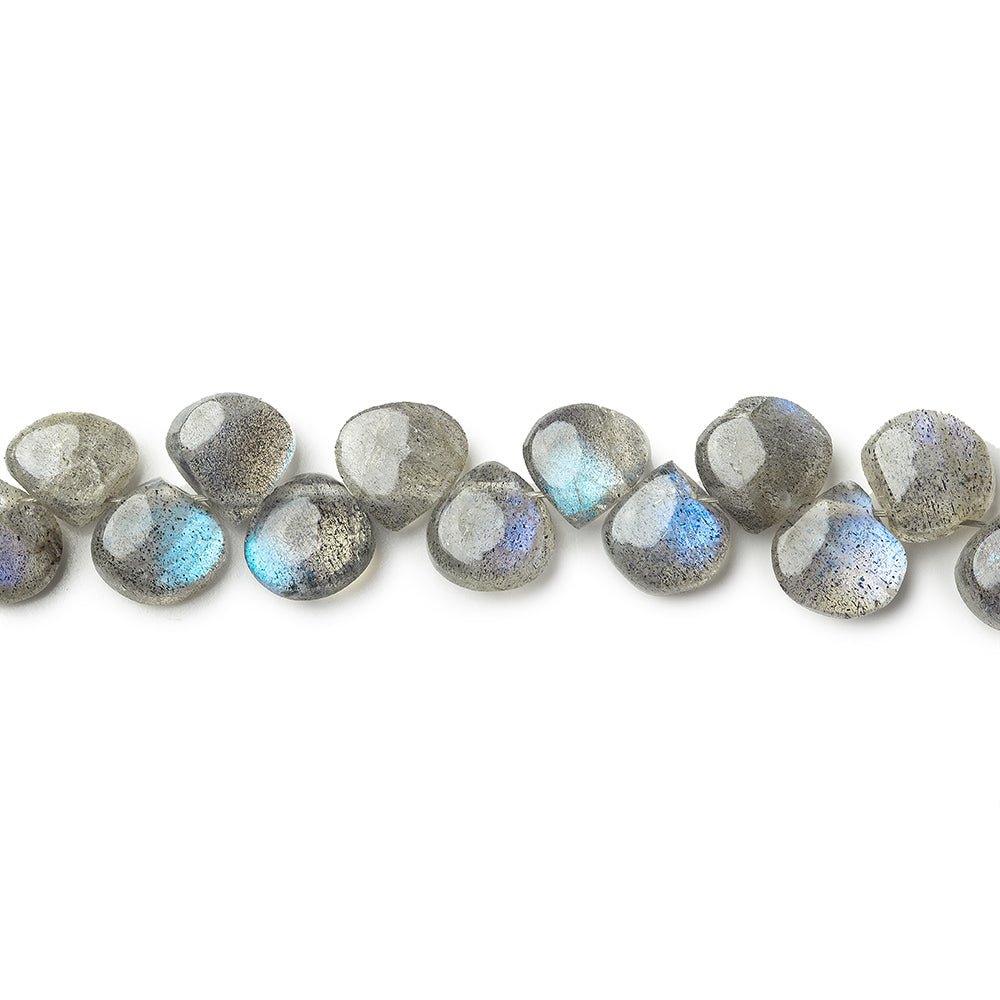 5x5-6.5x6.5mm Labradorite plain heart beads 7.5 inches 50 pieces - The Bead Traders