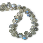 5x5-6.5x6.5mm Labradorite plain heart beads 7.5 inches 50 pieces - The Bead Traders