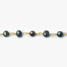 5x5-6x4mm Peacock Baroque Freshwater Pearl Gold plated Chain by the foot 28 pieces - The Bead Traders