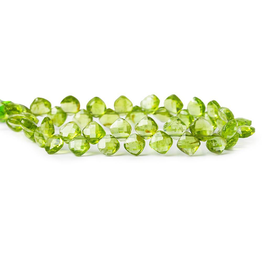 5x5-6x6mm Peridot corner drilled faceted pillow beads 7 inch 46 pieces - The Bead Traders
