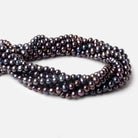 5x5-6x7mm Dark Peacock side drilled Baroque Freshwater Pearls 16 inch 72 pieces - The Bead Traders