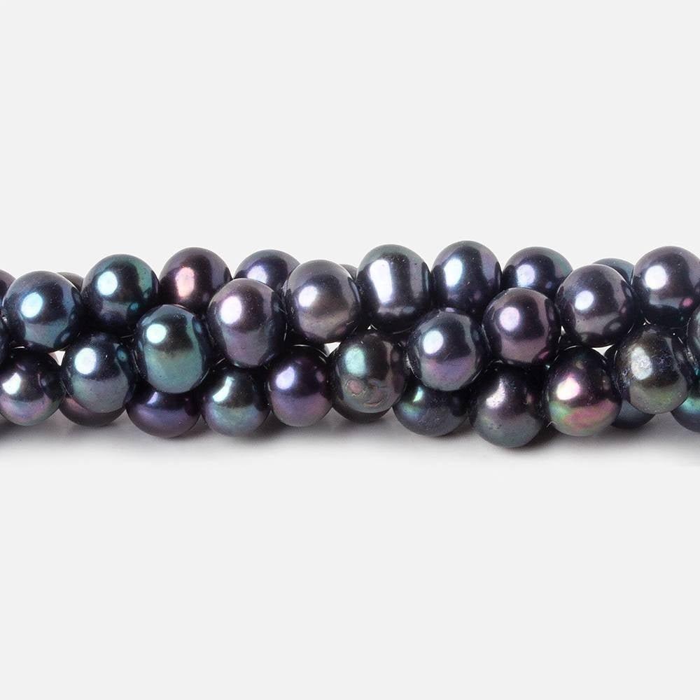 5x5-6x7mm Dark Peacock side drilled Baroque Freshwater Pearls 16 inch 72 pieces - The Bead Traders