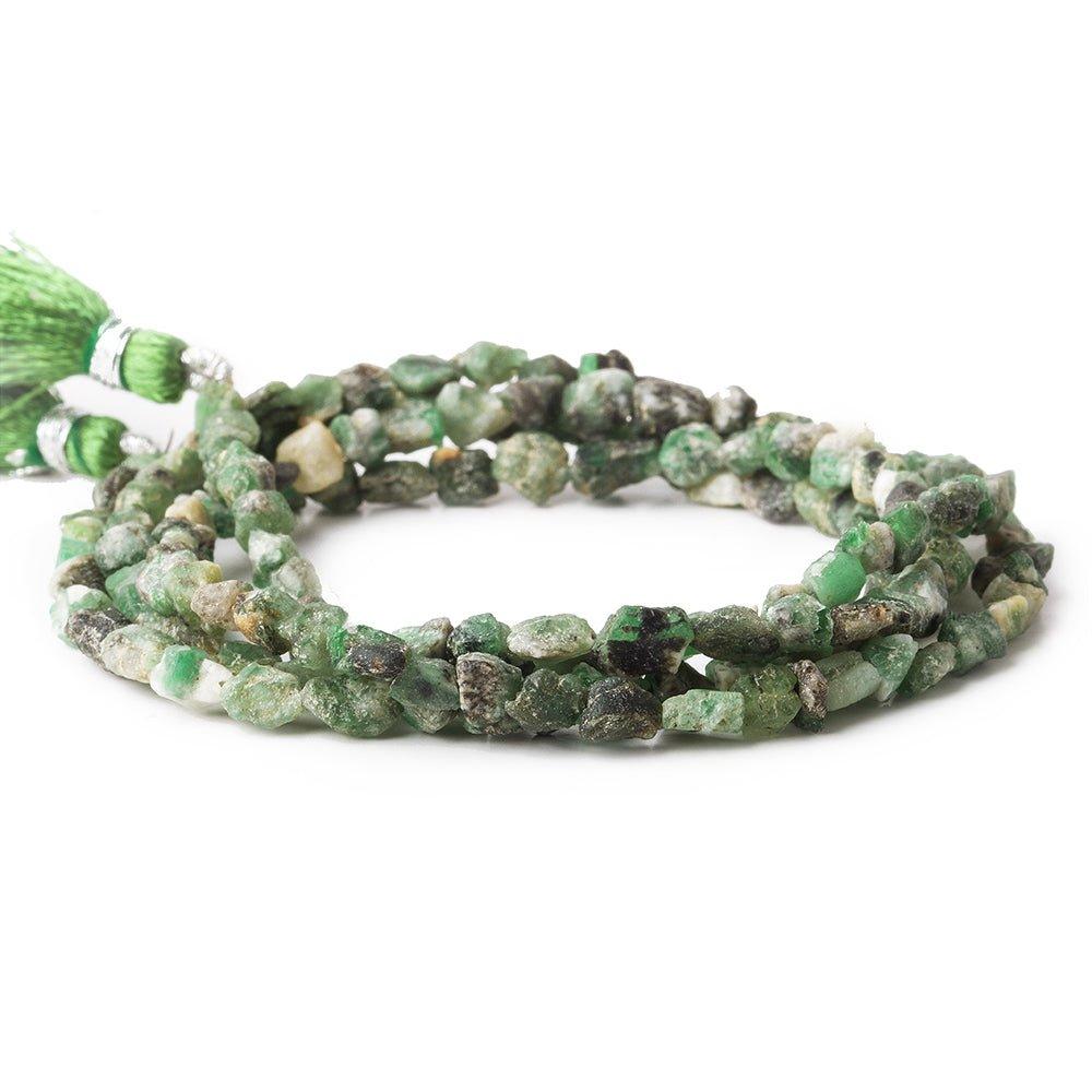 5x5-7x5mm Emerald chip faceted petite nuggets 7.5 inch 83 beads - The Bead Traders