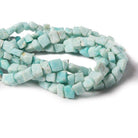 5x5-7x6mm Matte Amazonite polished square nugget beads 8 inch 34 pieces - The Bead Traders