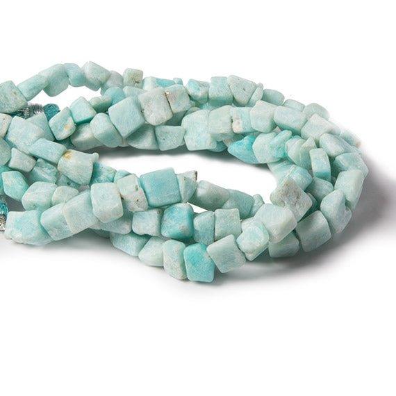 5x5-7x6mm Matte Amazonite polished square nugget beads 8 inch 34 pieces - The Bead Traders