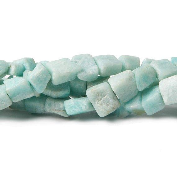 5x5-7x6mm Matte Amazonite polished square nugget beads 8 inch 34 pieces - The Bead Traders