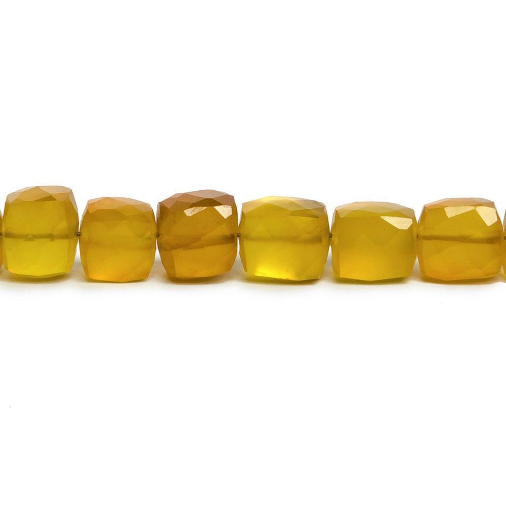 5x5-7x7mm Amber Yellow Chalcedony Faceted Cube Beads 7.5 inch 31 pieces - The Bead Traders