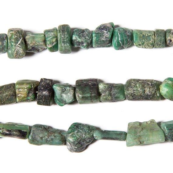 5x5- 7x7mm Brazilian Emerald Straight Drilled Tumbled Raw Crystal 20 Beads - The Bead Traders