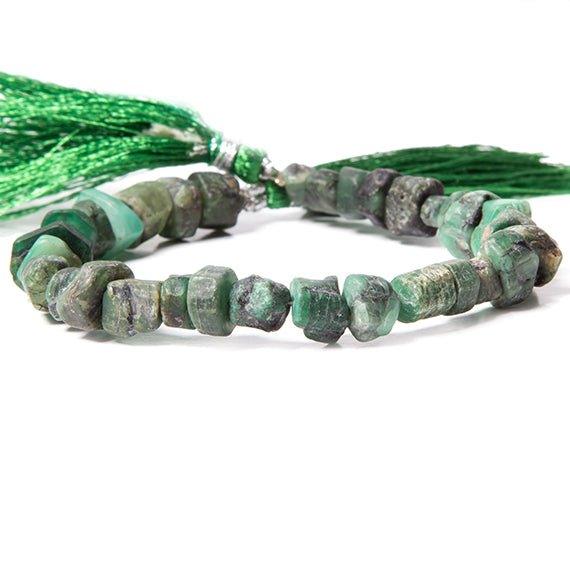 5x5- 7x7mm Brazilian Emerald Straight Drilled Tumbled Raw Crystal 20 Beads - The Bead Traders