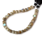 5x5-7x7mm Olive Green Labradorite faceted cube beads 8 inches 29 pieces - The Bead Traders