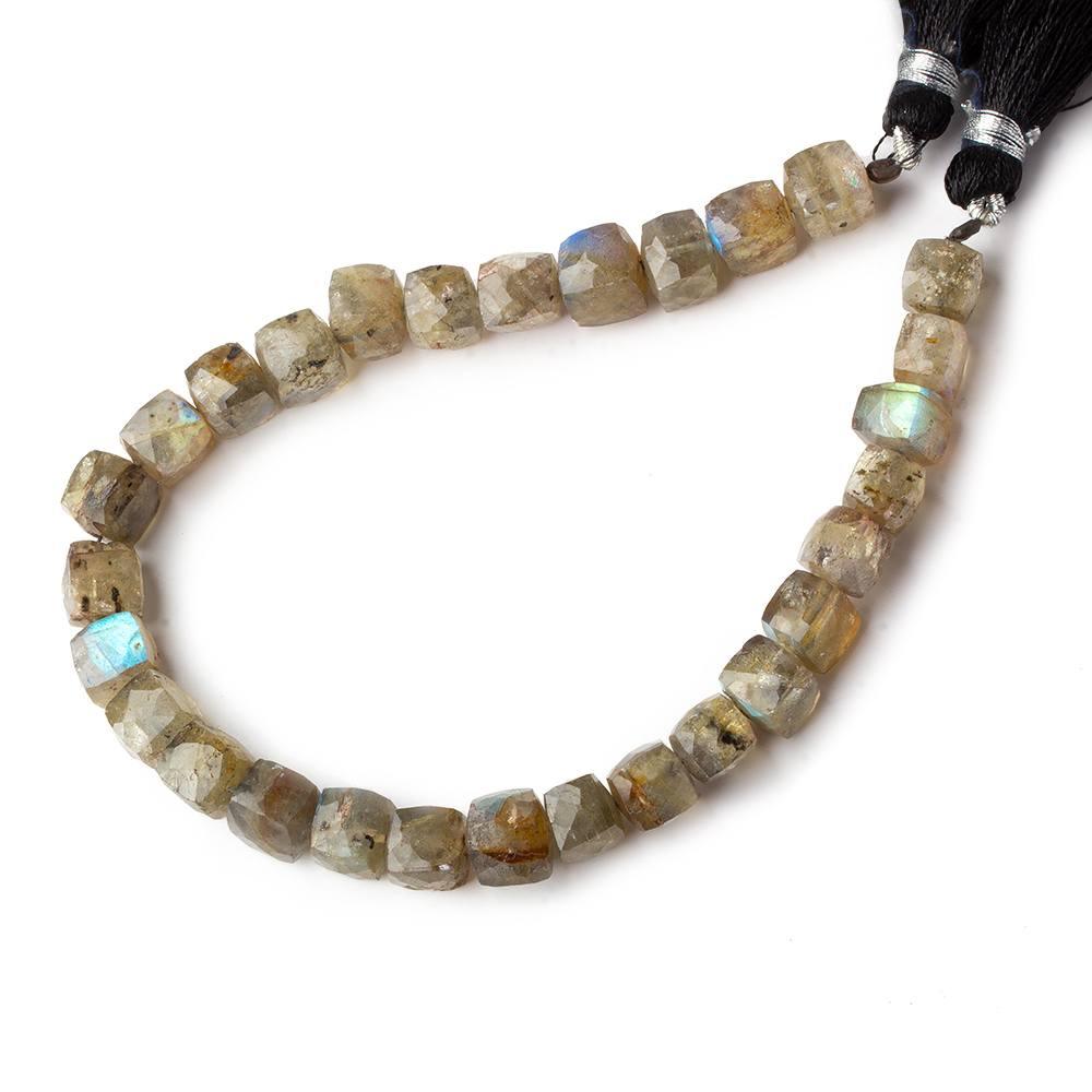 5x5-7x7mm Olive Green Labradorite faceted cube beads 8 inches 29 pieces - The Bead Traders