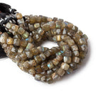 5x5-7x7mm Olive Green Labradorite faceted cube beads 8 inches 29 pieces - The Bead Traders