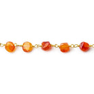 5x5-7x7mm Shaded Carnelian multi shape Gold plated Chain by the foot 30 pieces - The Bead Traders
