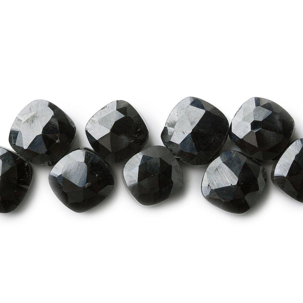 5x5mm Black Spinel Faceted Pillow Beads 8 inch 56 pieces - The Bead Traders