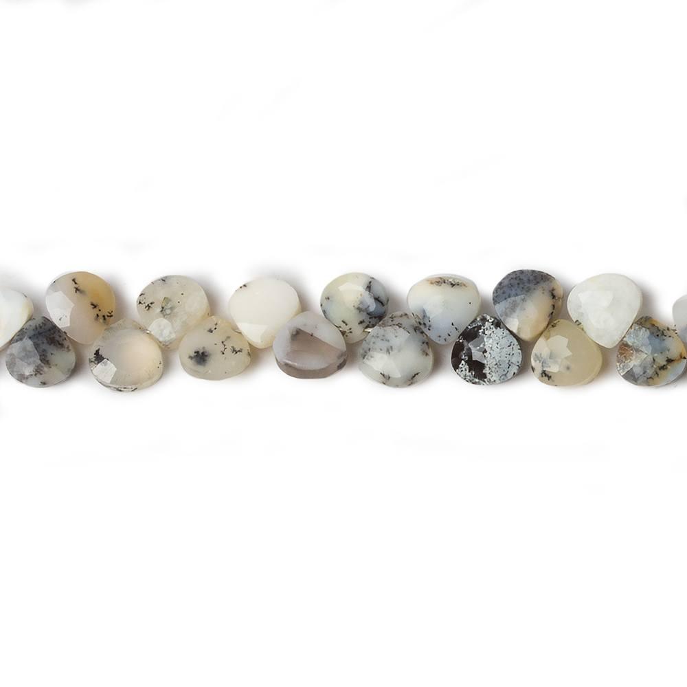 5x5mm Dendritic Opal Heart MicroBriolette Beads 6 inch 52 pieces - The Bead Traders