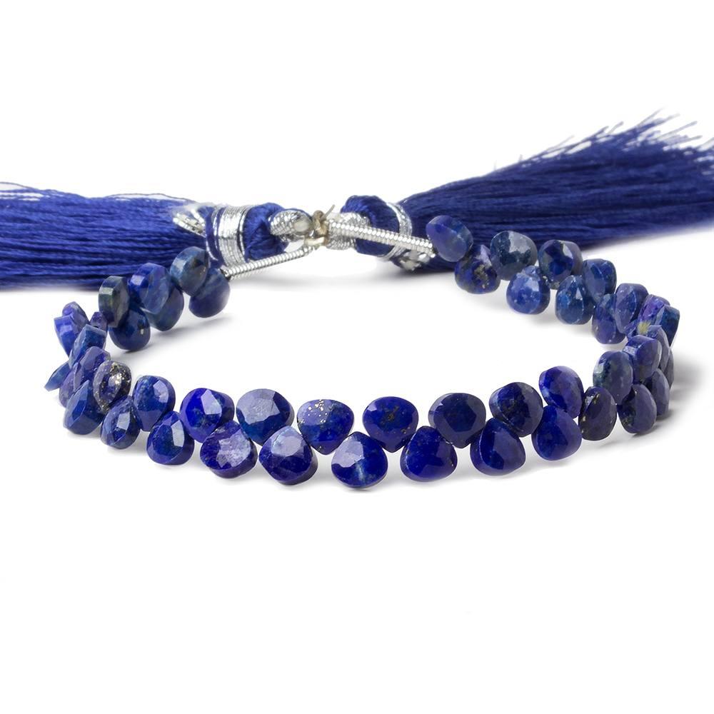 5x5mm Lapis Lazuli Heart MicroBriolette Beads 6 inch 52 pieces - The Bead Traders