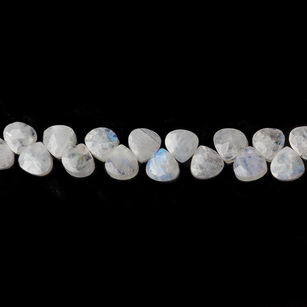 5x5mm Rainbow Moonstone Heart MicroBriolette Beads 6 inch 52 pieces - The Bead Traders