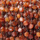 5x5mm Shaded Carnelian tumbled multi shape Black Gold plated Chain by the foot 30 pieces - The Bead Traders
