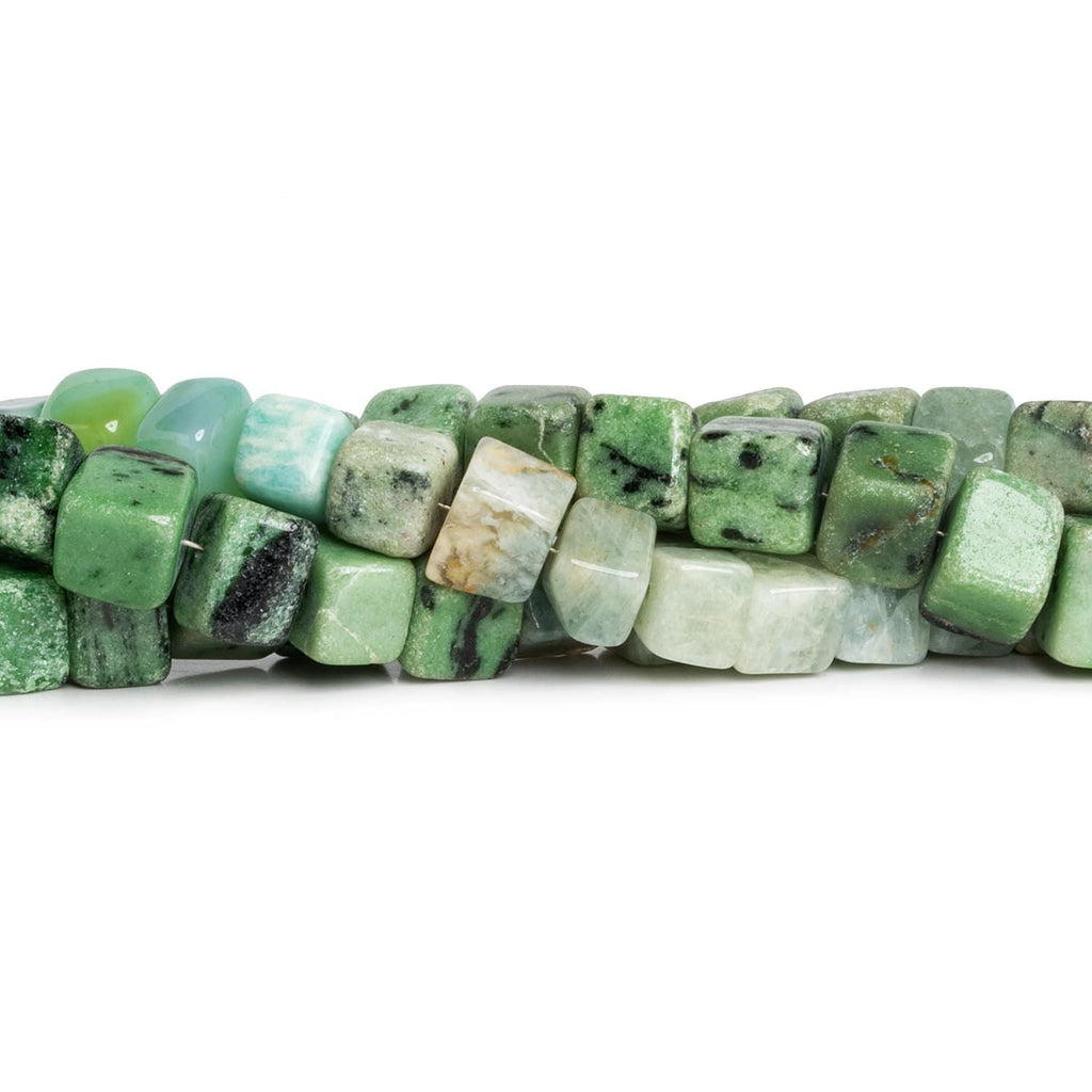 6-10mm Multi Gemstone Handcut Cubes 16 inch 48 beads - The Bead Traders