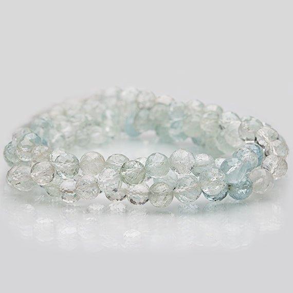 6-10mm Shaded Aquamarine Faceted Round Beads 15 inch 50 pieces - The Bead Traders