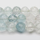 6-10mm Shaded Aquamarine Faceted Round Beads 15 inch 50 pieces - The Bead Traders
