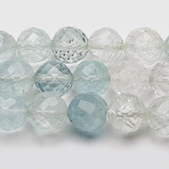 6-10mm Shaded Aquamarine Faceted Round Beads 15 inch 50 pieces - The Bead Traders
