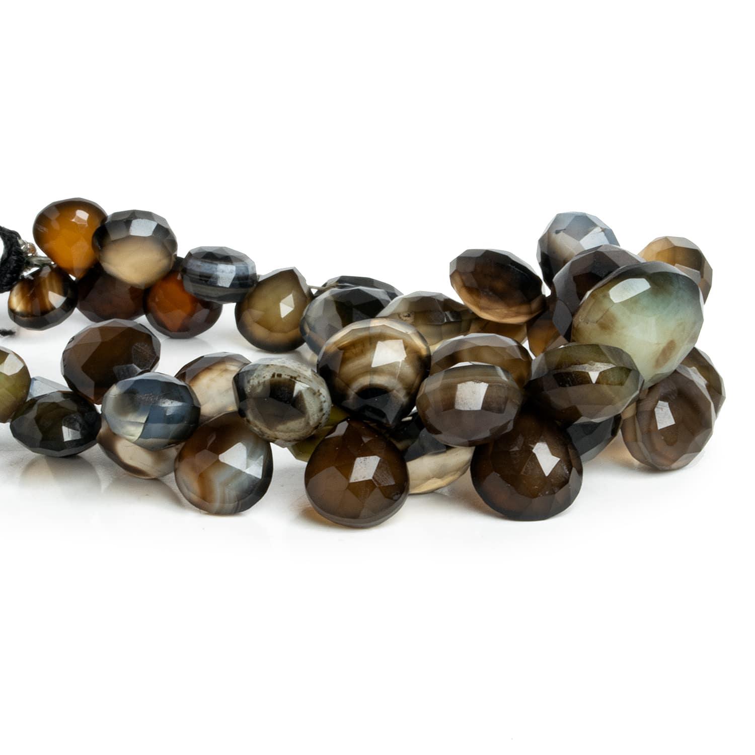 6-12mm Black Chalcedony Faceted Hearts 5 inch 35 beads - The Bead Traders