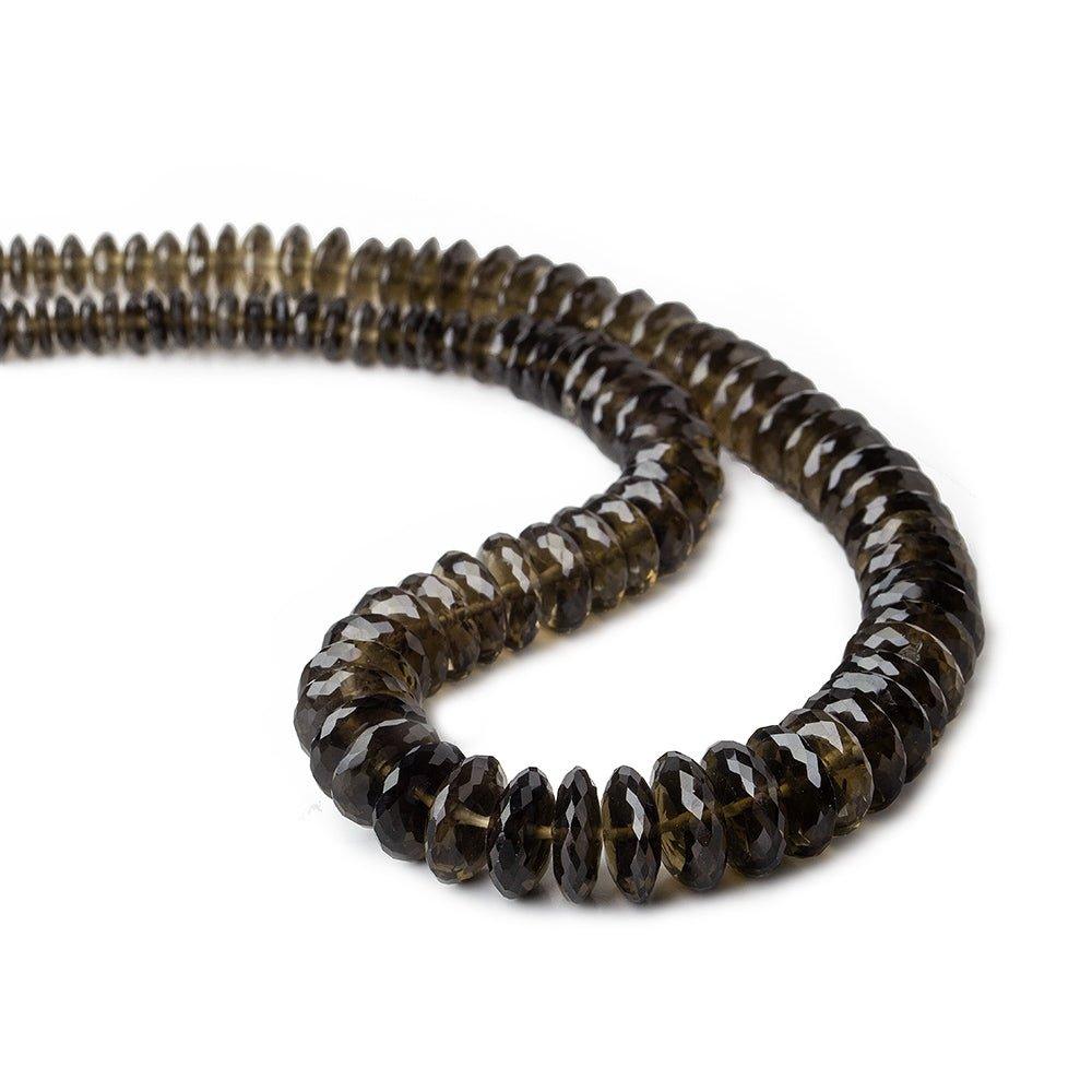 6-12mm Smoky Quartz German Faceted Rondelles 16 inch 120 beads AA - The Bead Traders