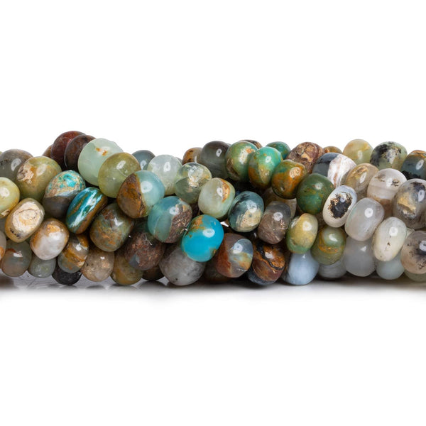 6-13mm Blue Peruvian Opal Plain Rondelles 15 inch 65 beads