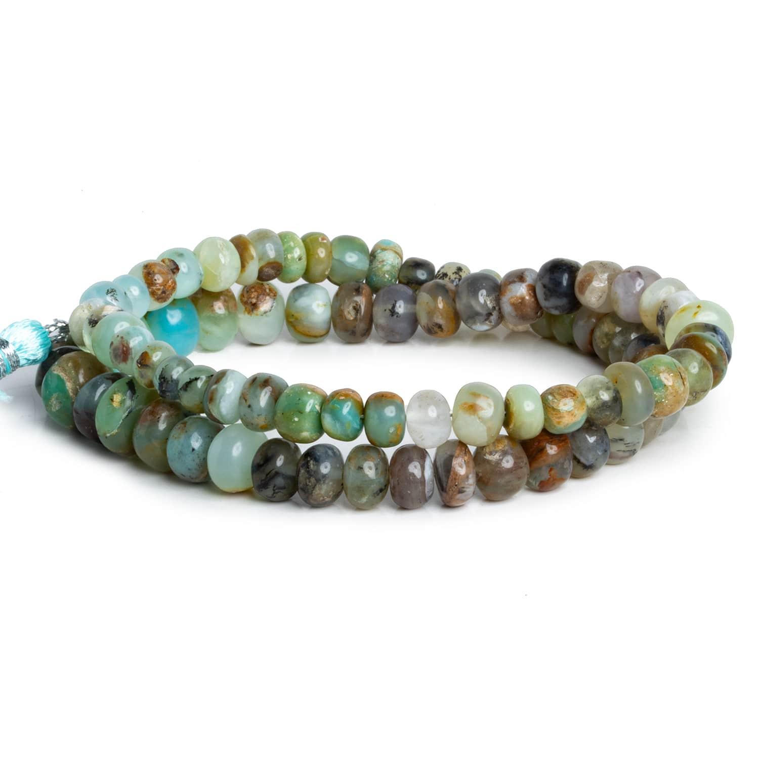 6-14mm Blue Peruvian Opal Plain Rondelles 16 inch 65 beads - The Bead Traders