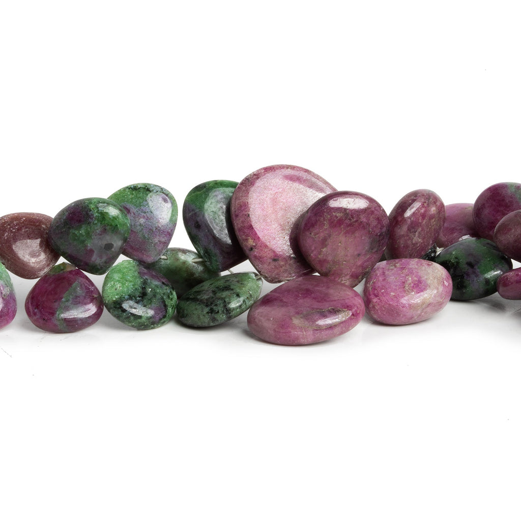 6-18mm Ruby in Zoisite Plain Hearts 7 inch 40 beads - The Bead Traders