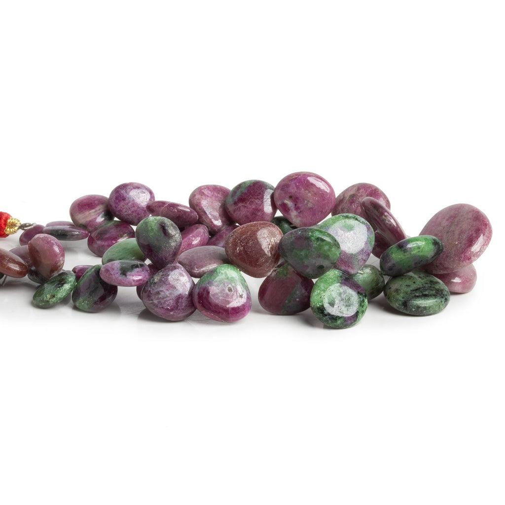 6-18mm Ruby in Zoisite Plain Hearts 7 inch 40 beads - The Bead Traders