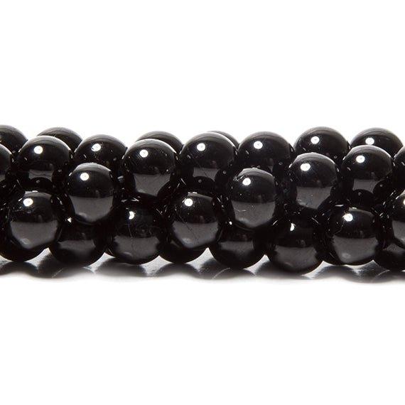 6-6.5mm Black Tourmaline plain round 16 inches 64 Beads - The Bead Traders