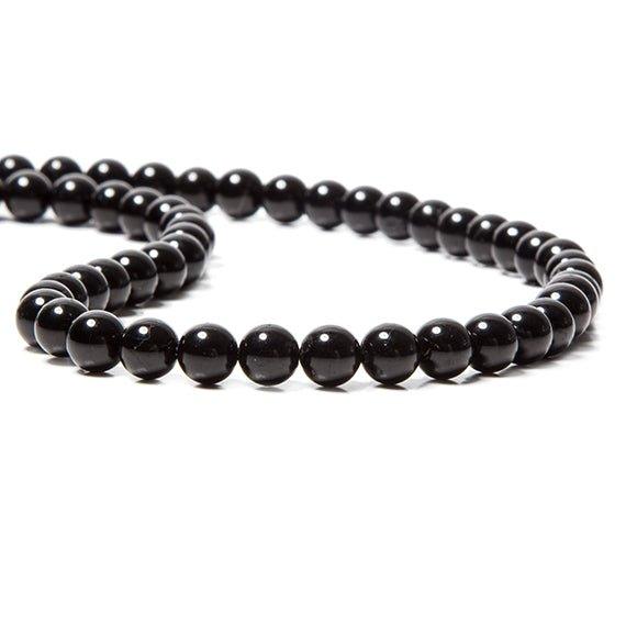 6-6.5mm Black Tourmaline plain round 16 inches 64 Beads - The Bead Traders