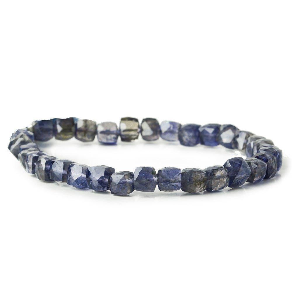 6-6.5mm Iolite faceted cubes 8 inch 31 beads - The Bead Traders