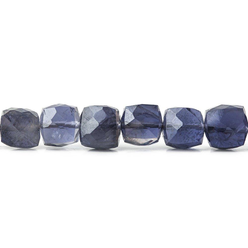 6-6.5mm Iolite faceted cubes 8 inch 31 beads - The Bead Traders