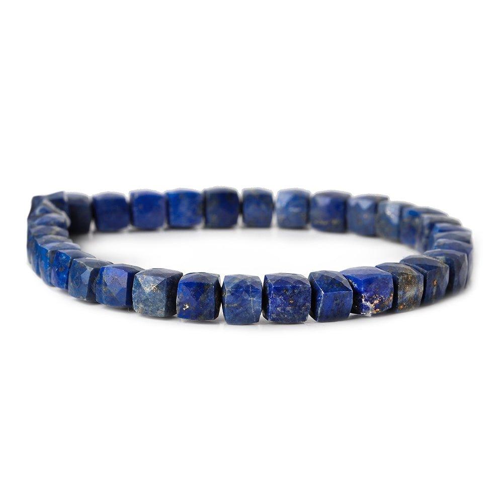 6-6.5mm Lapis Lazuli faceted cubes 8 inch 30 beads - The Bead Traders
